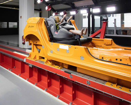 Cybex crash test facility showing a crash test set up