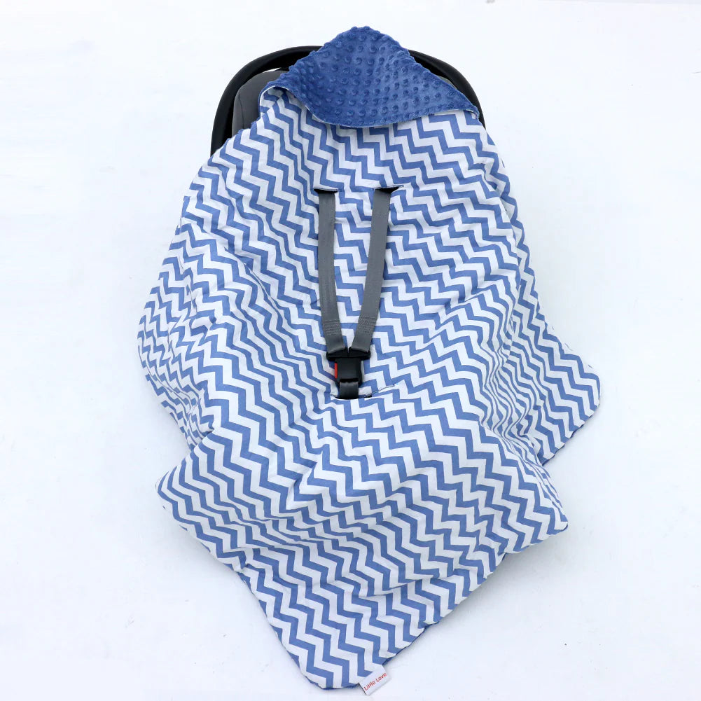 Little loves blanket in Blue Chevron print.