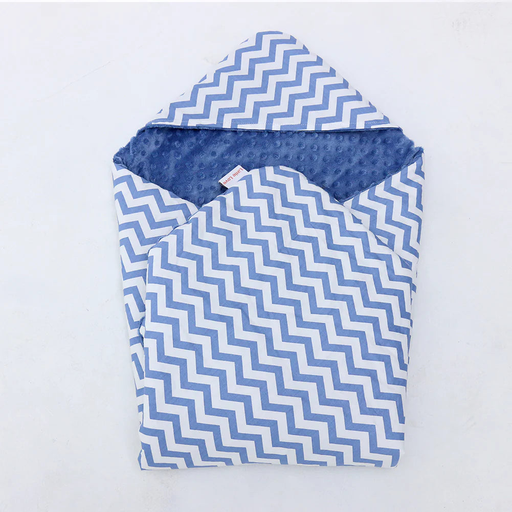 Little loves blanket in Blue Chevron print.
