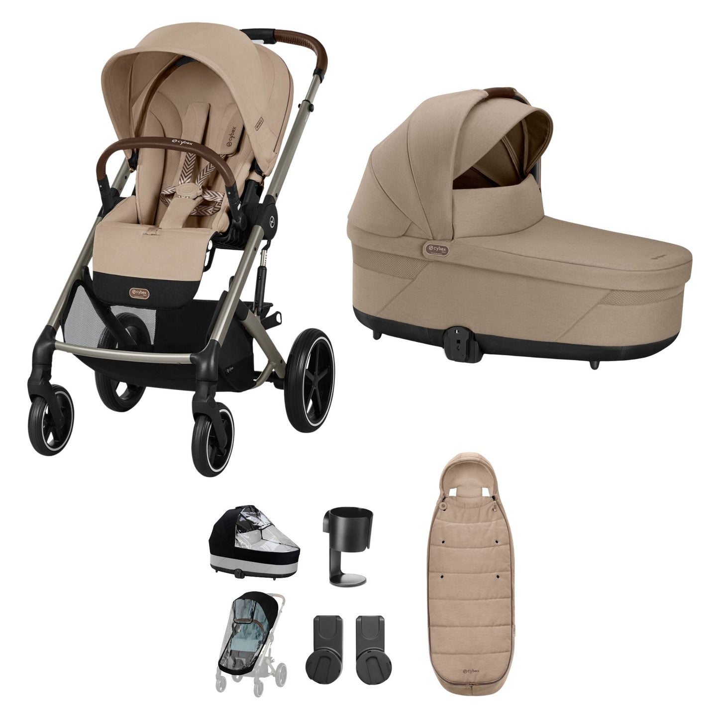 Cybex balios almond beige bundle with footmuff.