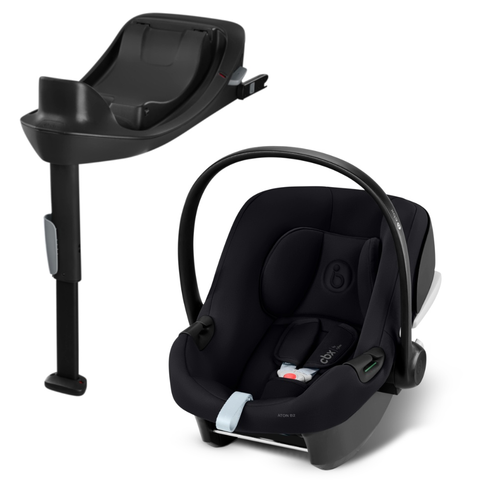 Cybe Aton B2 car seat and isofix base in black.