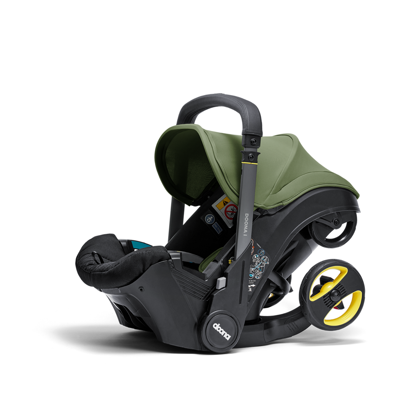 A stylish Doona car seat in Desert Green, for a modern infant safety solution.