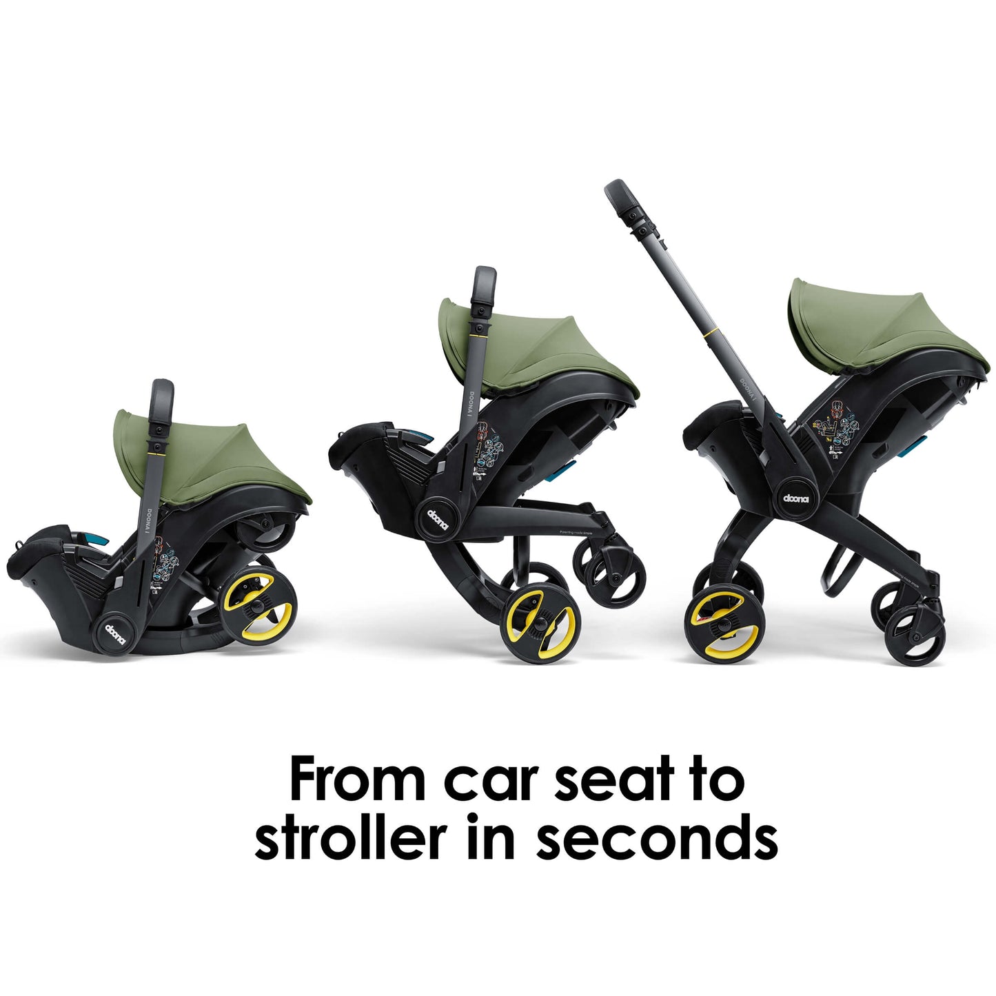 A stylish Doona car seat in Desert Green, for a modern infant safety solution.
