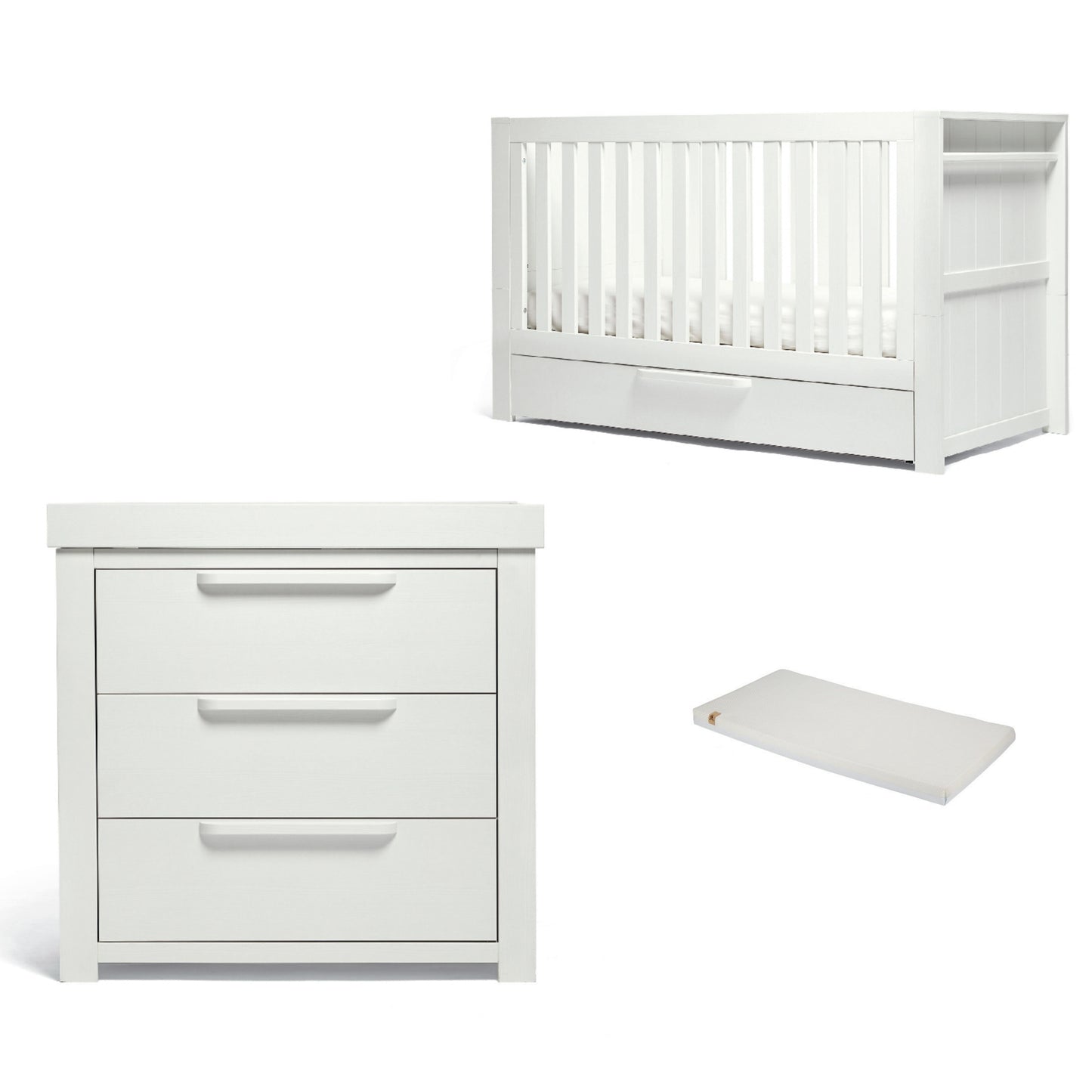 Mamas & Papas Franklin 2 Piece Cotbed Set with Dresser Changer in White Wash