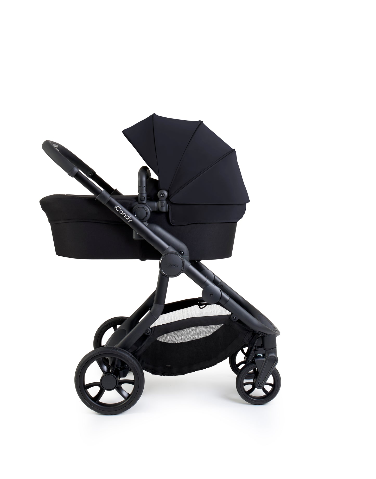 The iCandy Orange 4 Black Edition as a complete bundle, showcasing a range of accessories.