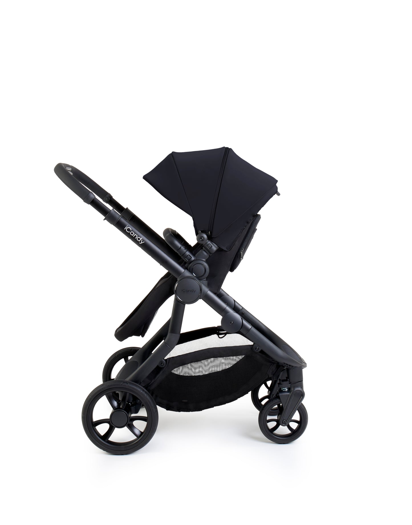The iCandy Orange 4 Black Edition as a complete bundle, showcasing a range of accessories.