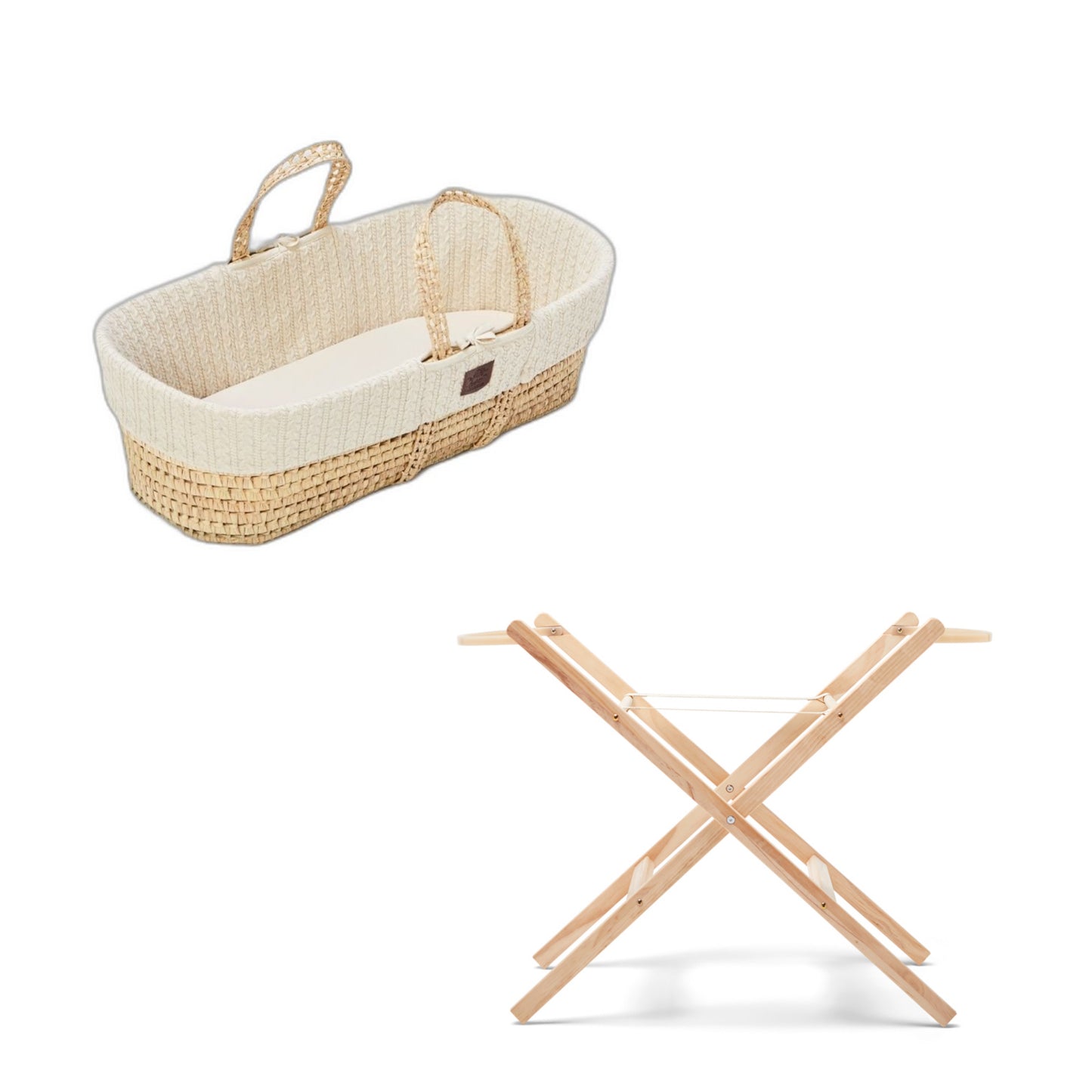 Moses Basket Bundle in linen with stand
