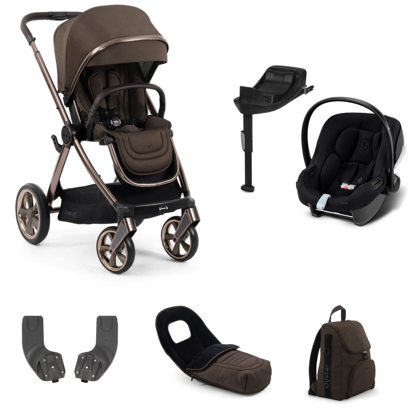 Oyster 4 Stroller Chocolate Velvet with aton b2 car seat