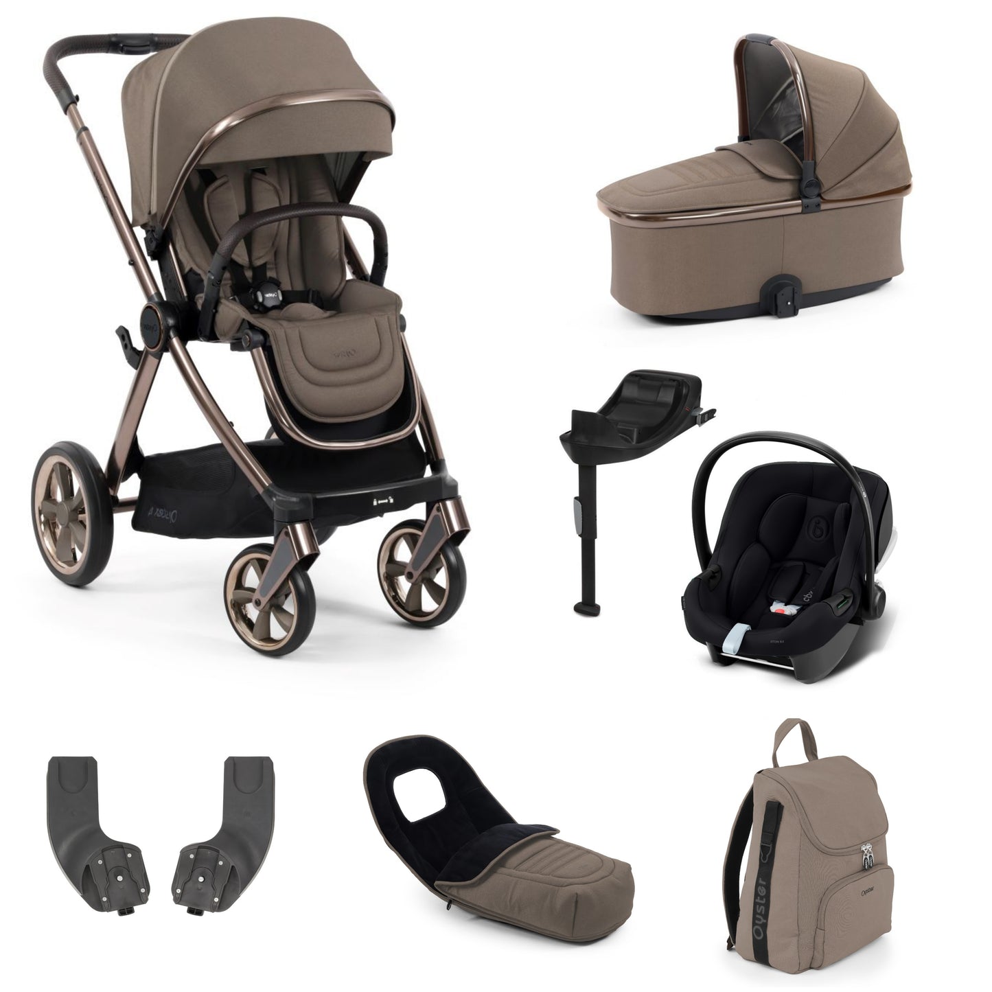 Oyster 4 Stroller Mink with carrycot and atonb2 car seat & matching accessories.