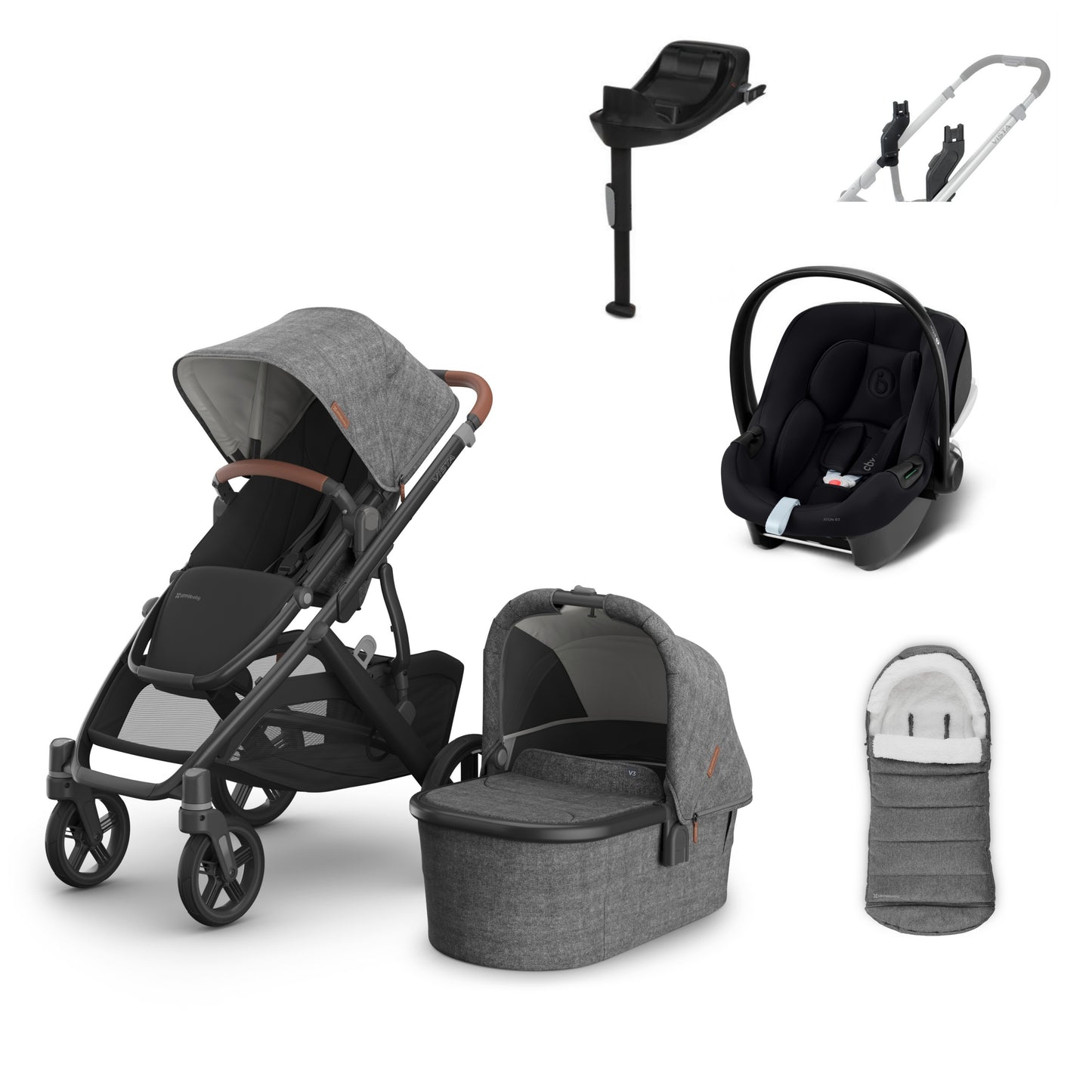 UPPAbaby Vista v3 Greyson aton b2 bundle with footmuff