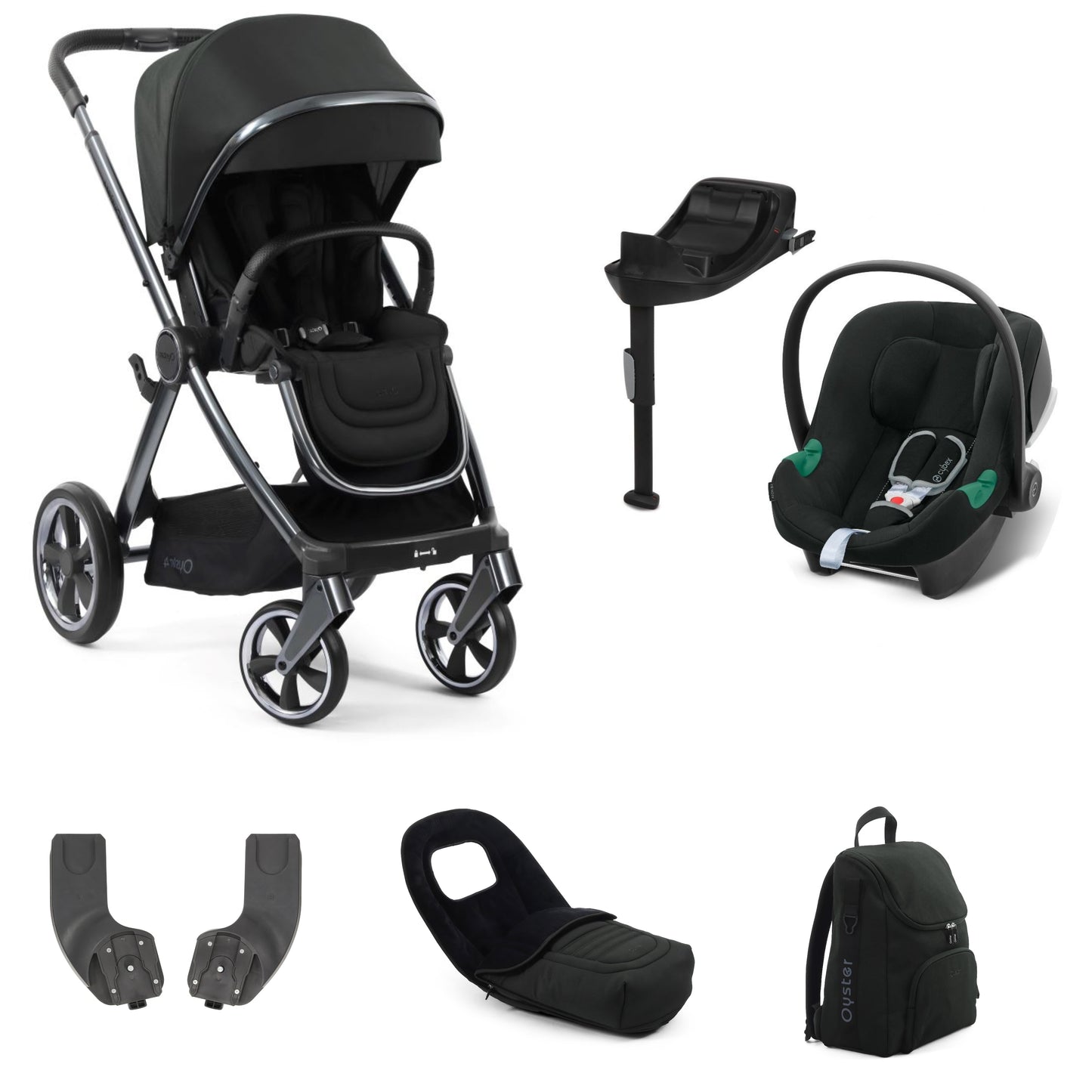 Oyster 4 Stroller Black Olive with atonb2 car seat