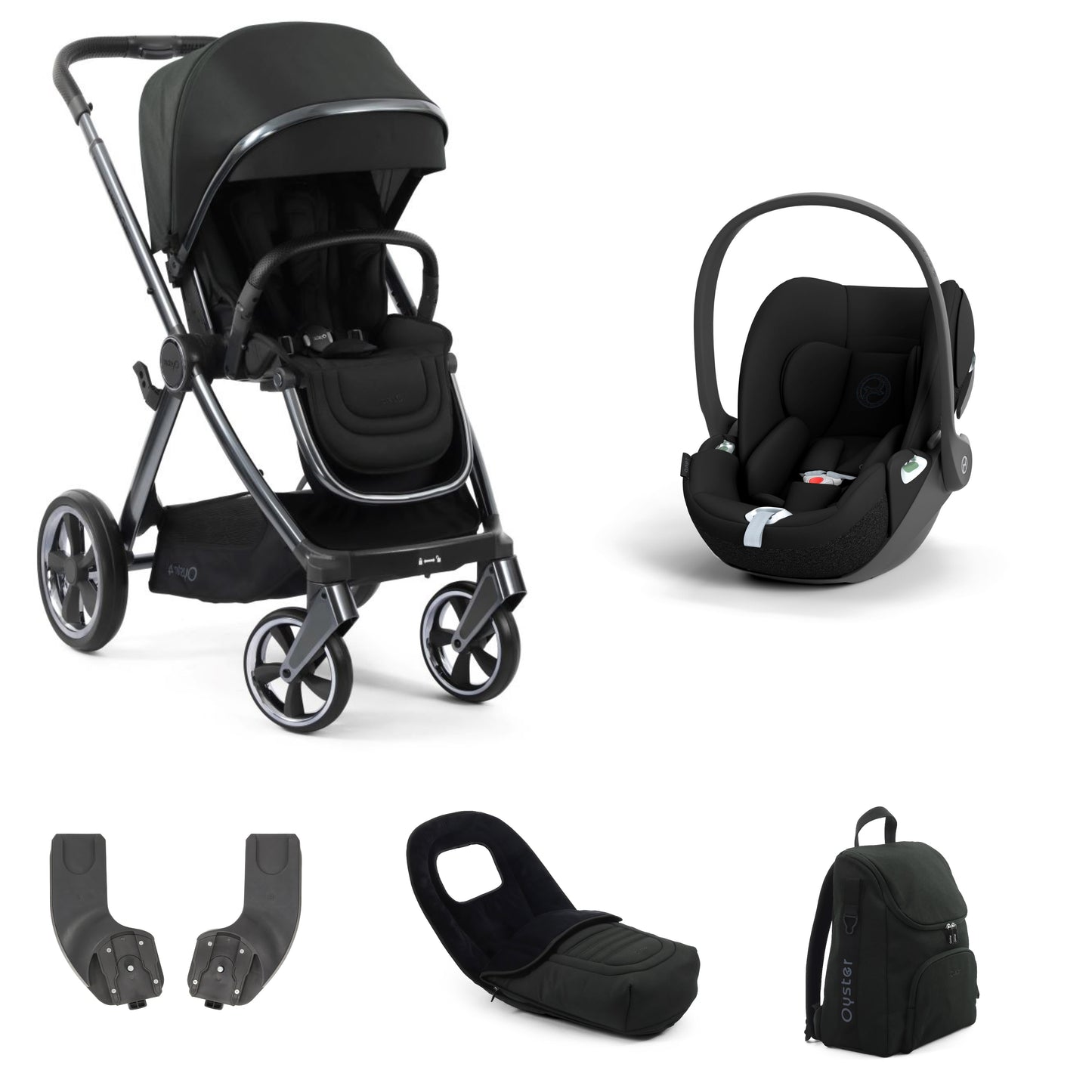 Oyster 4 Stroller in Black Olive with accessories and a cloud t