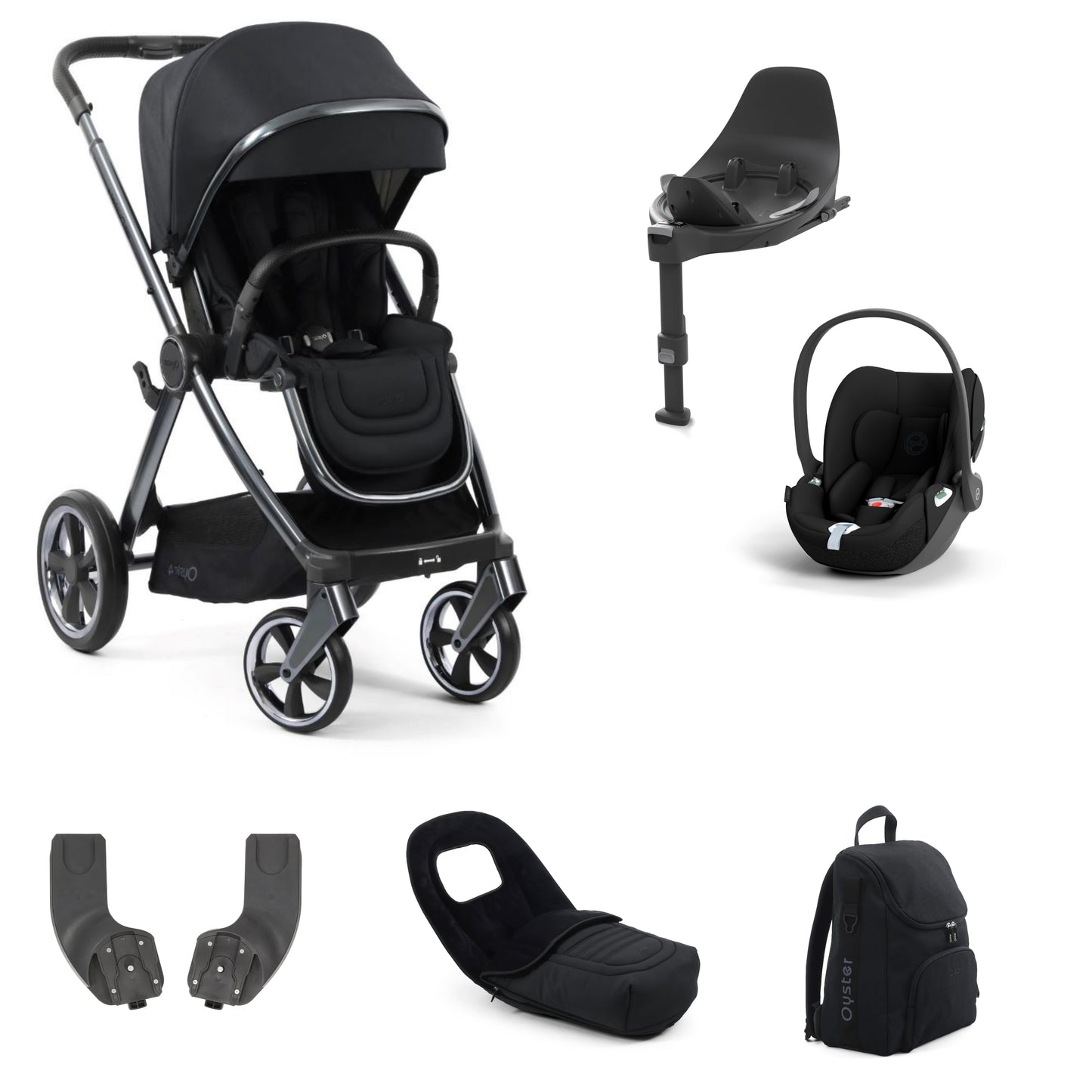 Oyster 4 Stroller Carbonite with accessories, cloud t and base