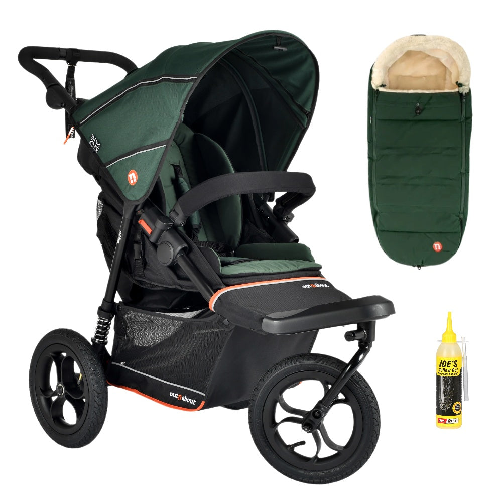 Out N About single V6 nipper in sycamore green with footmuff