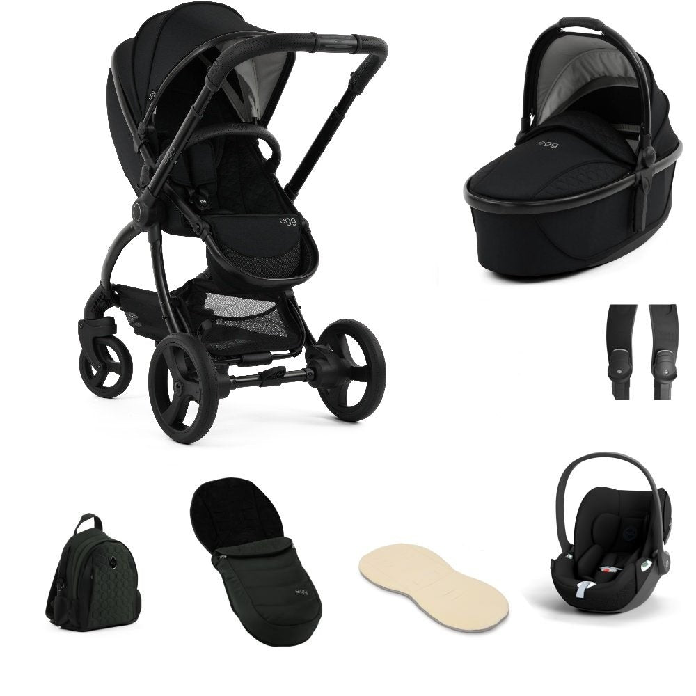 Egg 3 stroller in Panther with cloud t and accessories
