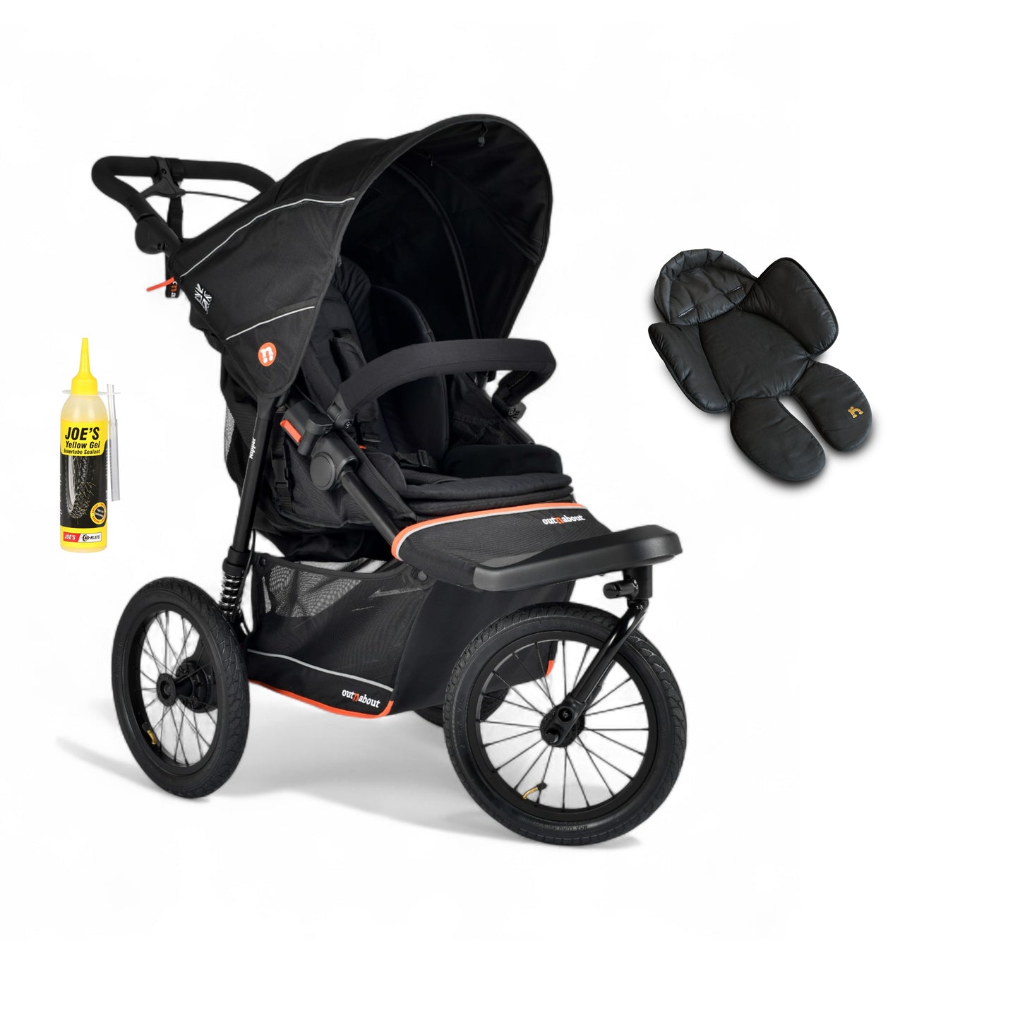 Out n About Nipper PLUS V6 Single in Summit Black colour way with 1 newborn insert.