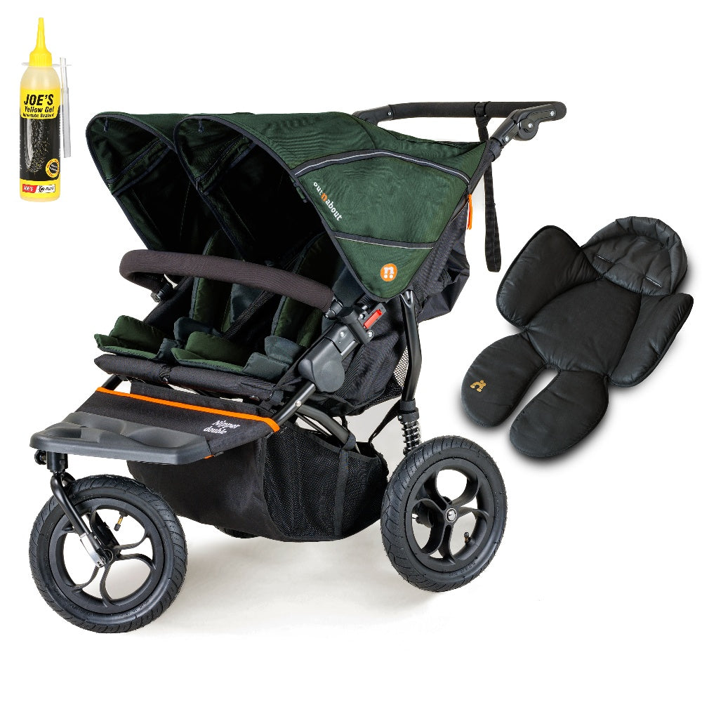 Out N About double nipper in sycamore green with 1 newborn insert.