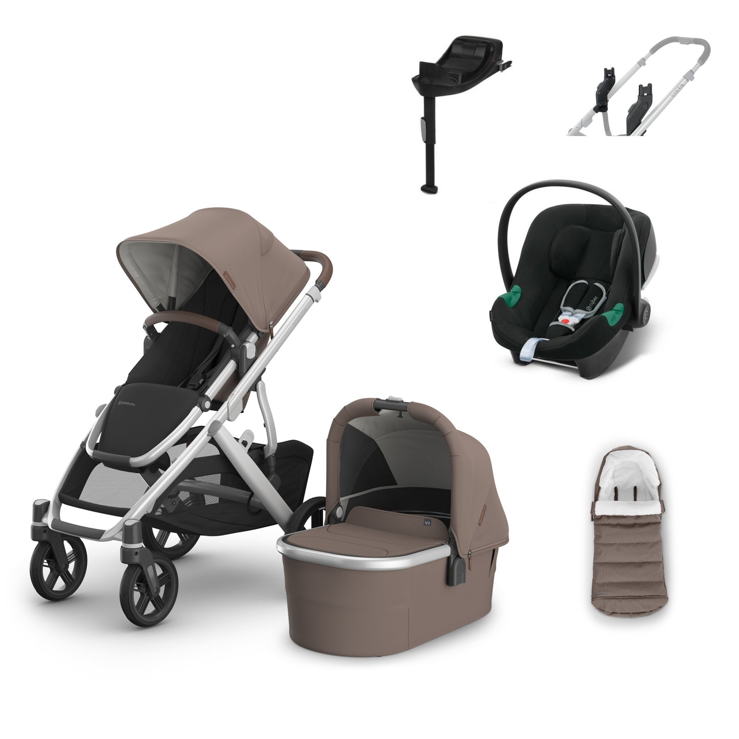 UPPAbaby Vista v3 Theo aton b2 bundle with footmuff