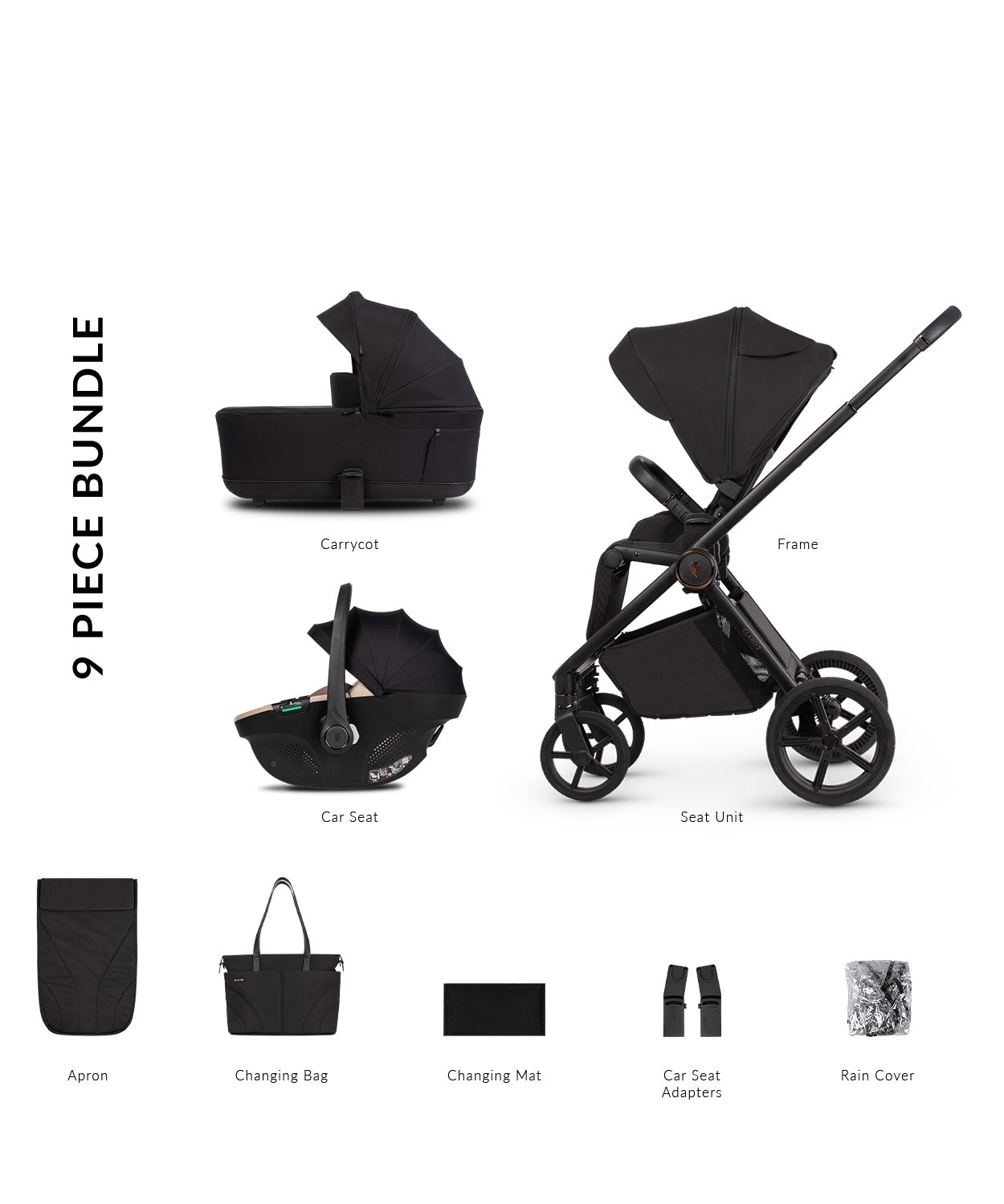 Venicci Claro 2 travel system in black noir with tiago car seat only.