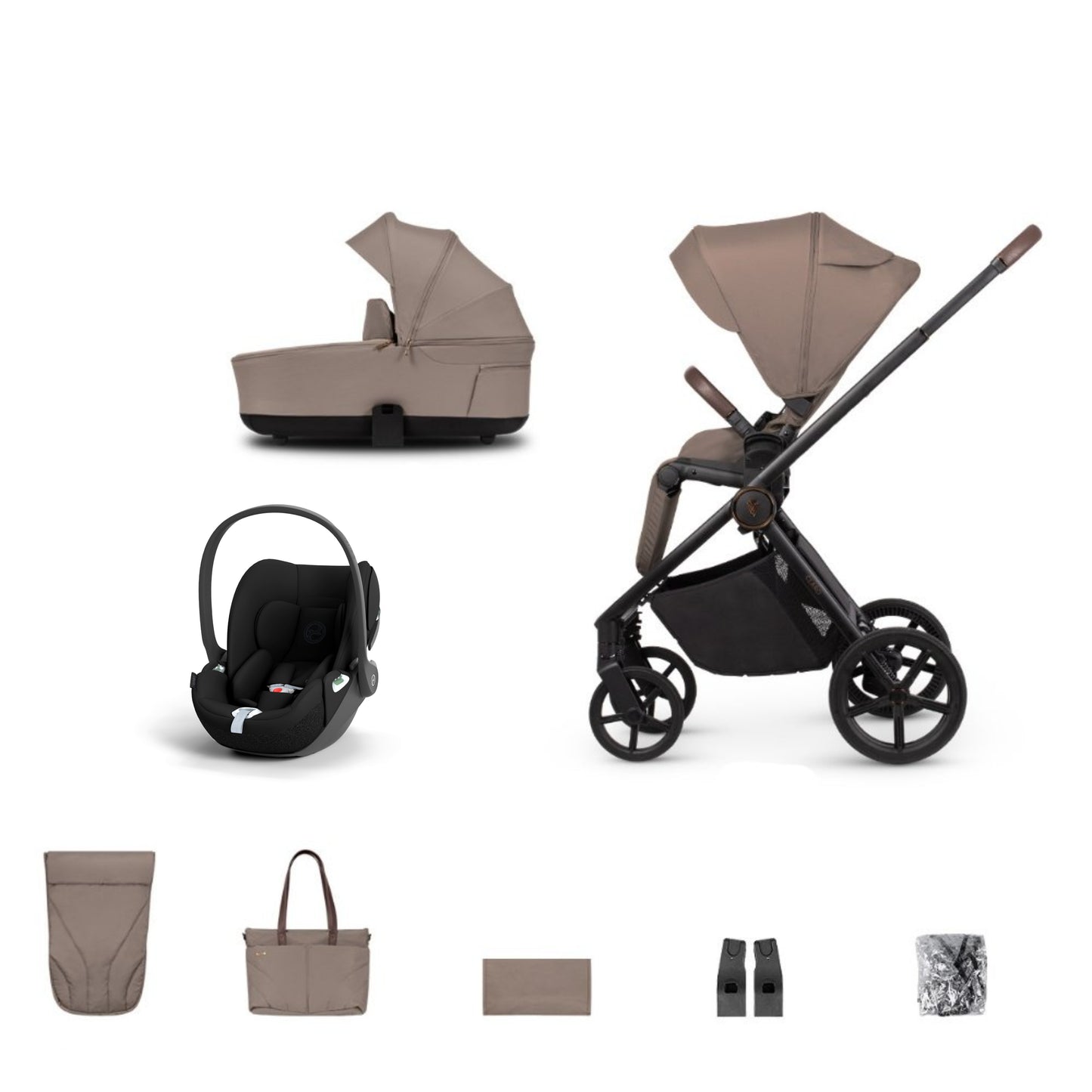 Venicci Claro Almond bundle showcasing Cloud T with accessories