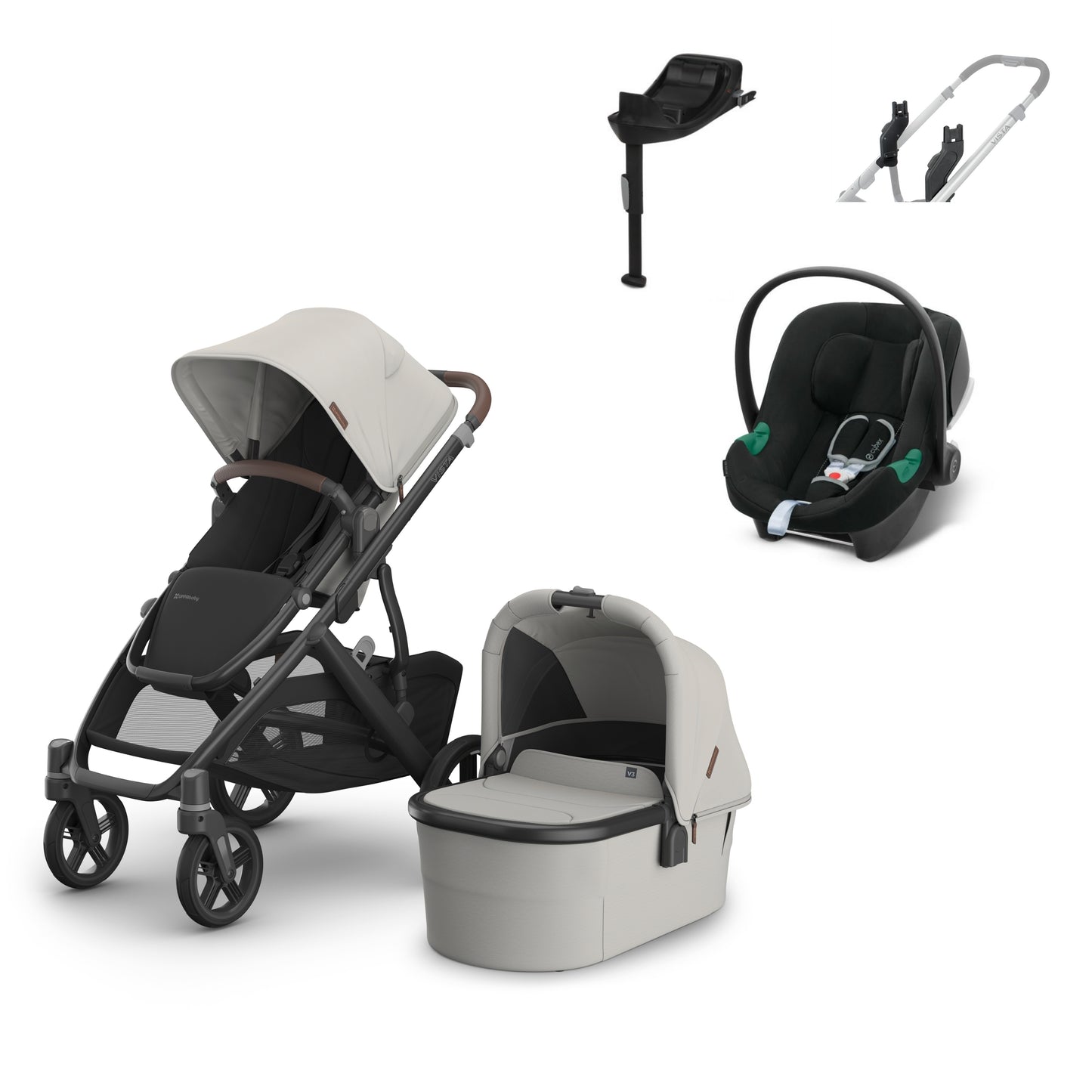 UPPAbaby Vista v3 Savannah aton b2 bundle with footmuff