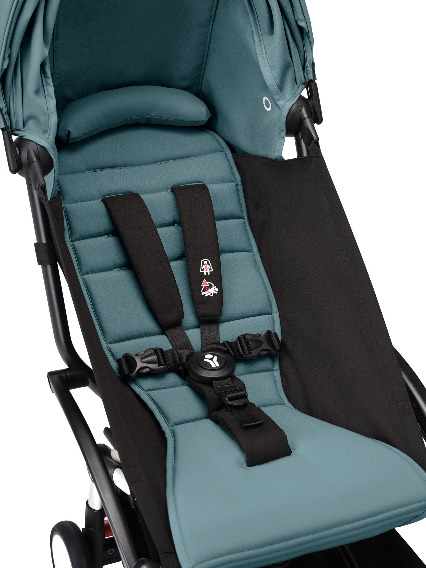YoYo3 stroller with white chassis and air aqua colour pack.