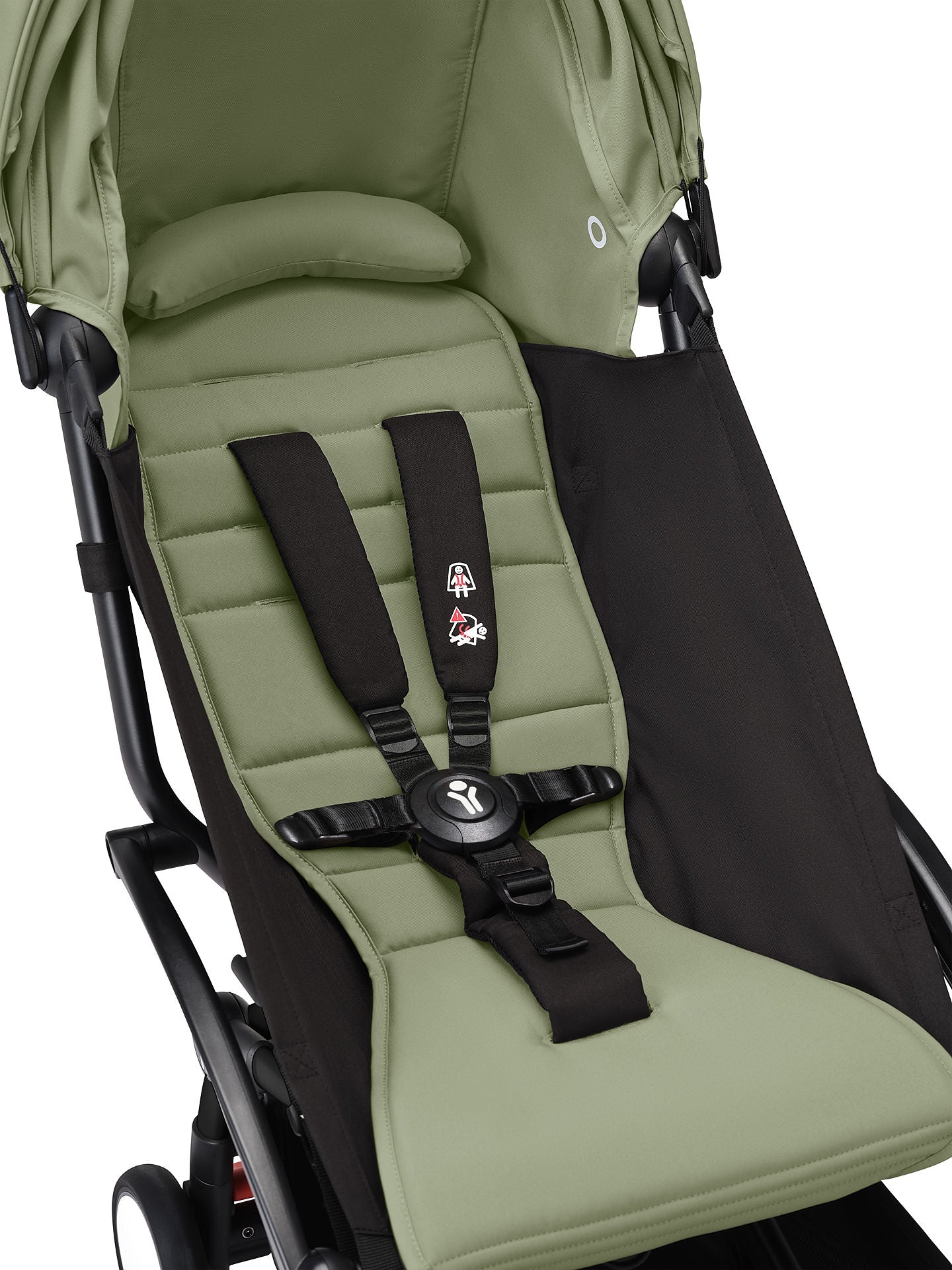 YoYo3 stroller with black chassis and olive colour pack.