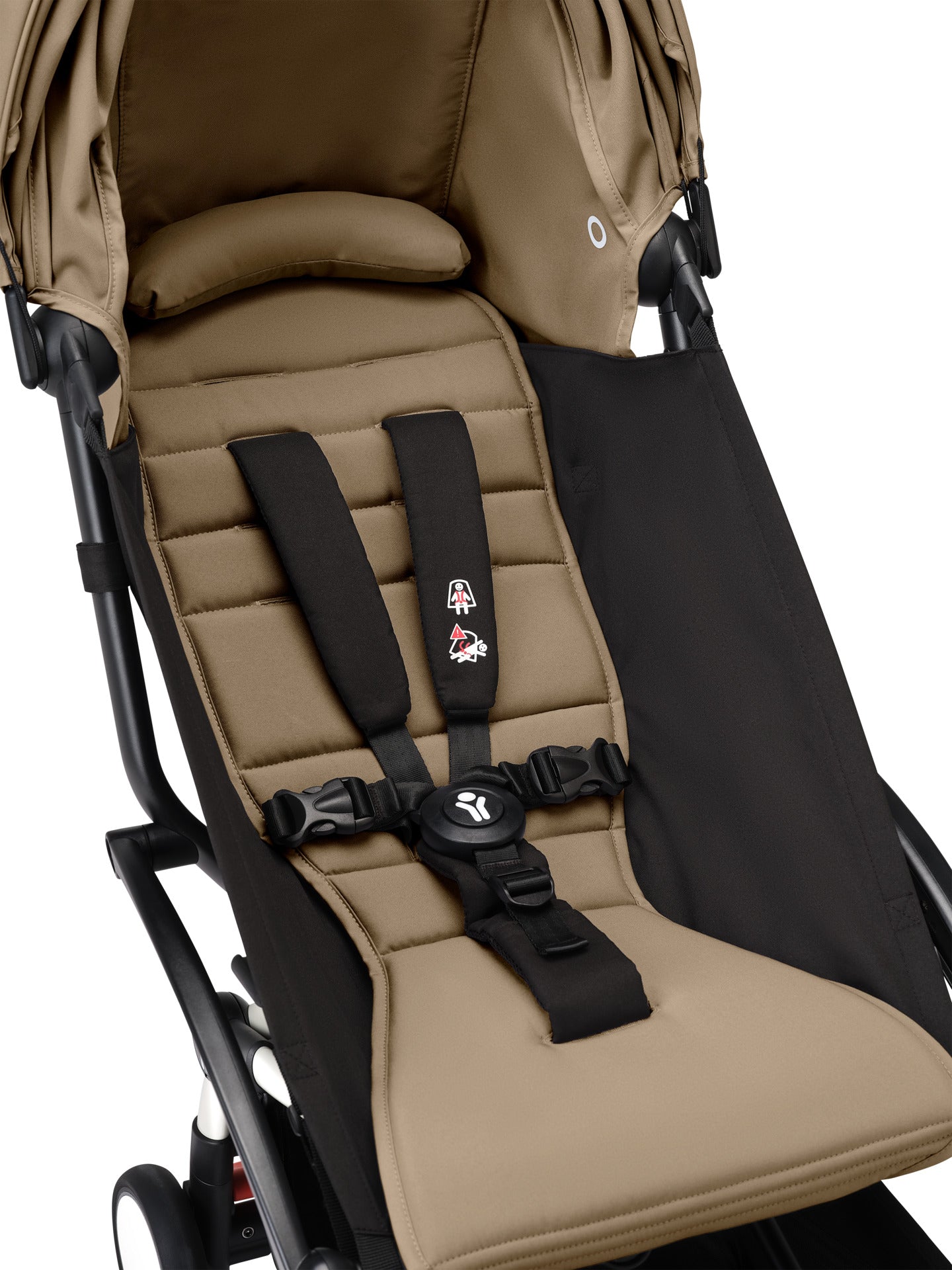 YoYo3 stroller with white chassis and toffee colour pack.