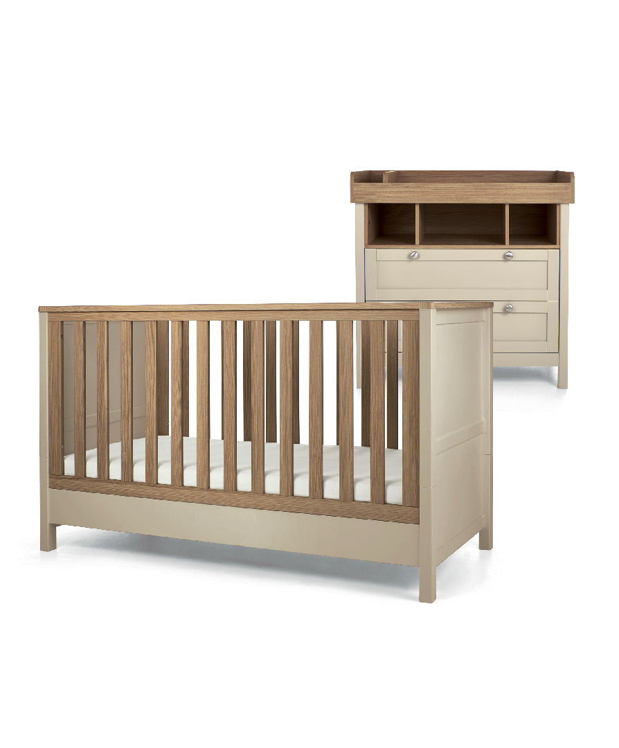 Mamas & Papas harwell cotbed and dresser in cashmere