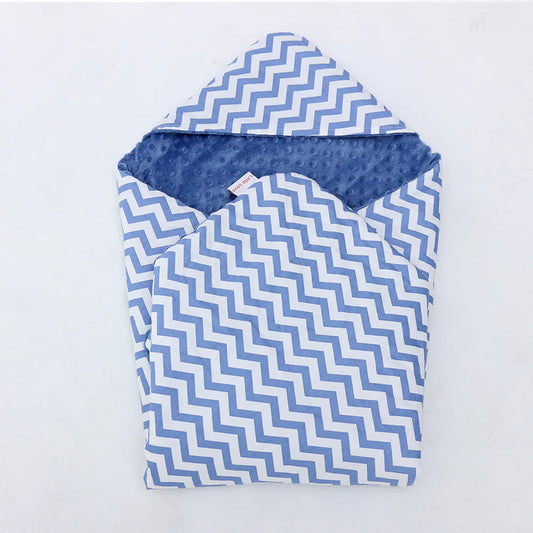Little loves blanket in Blue Chevron print.