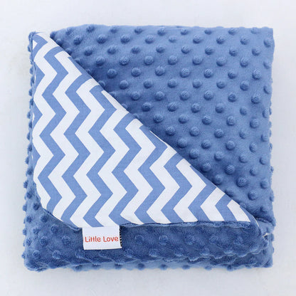 Little loves blanket in Blue Chevron print.