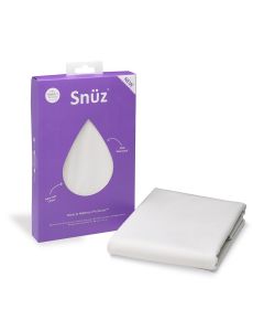 Snuz Cot Bed white mattress protector.