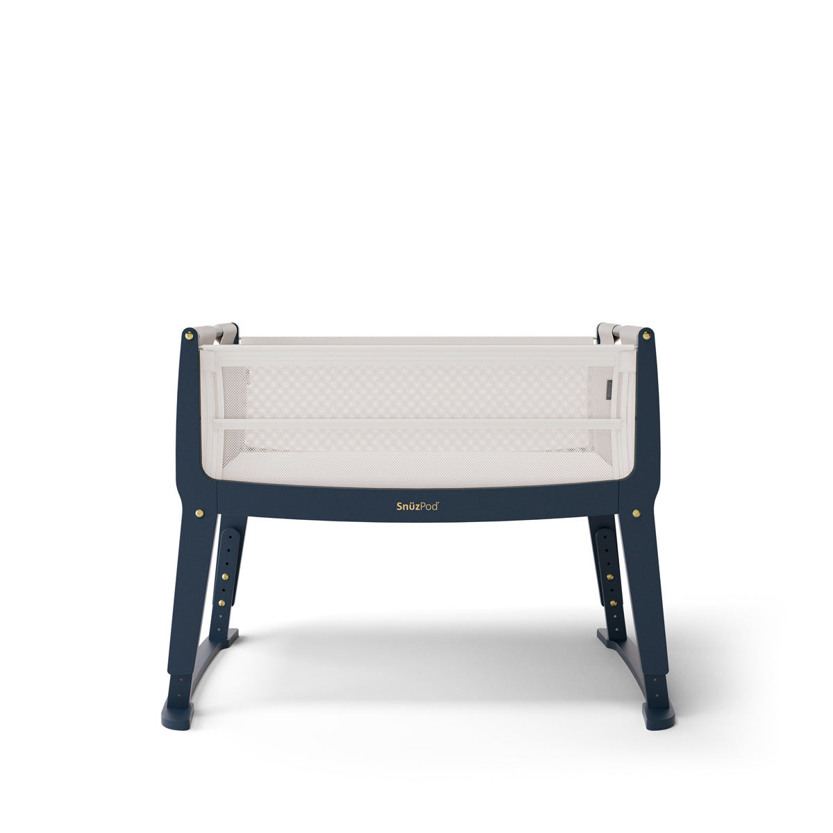 SnuzPod Studio bedside crib in London Navy colour.