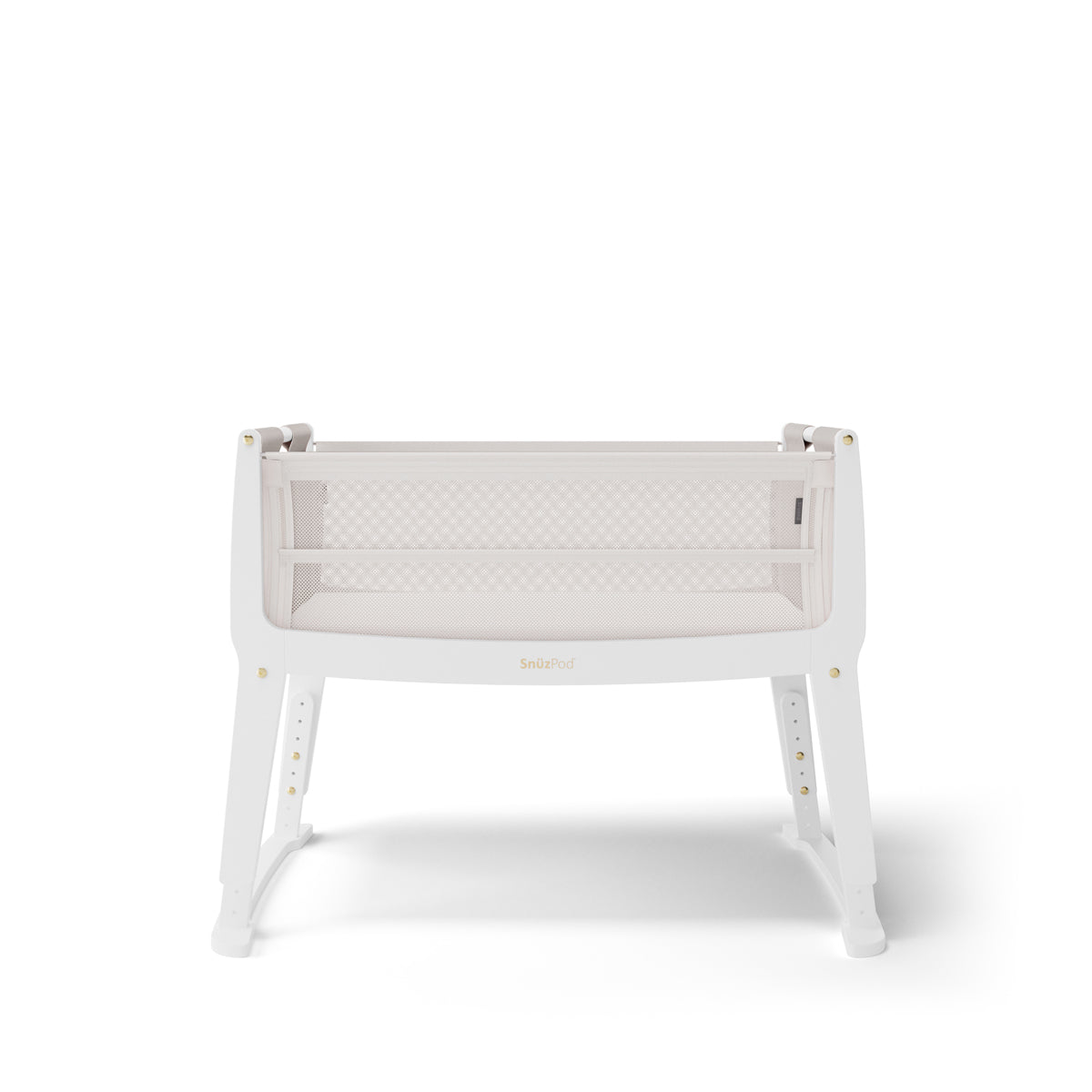 SnuzPod Studio bedside crib in Paris White colour.