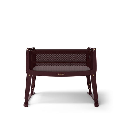 SnuzPod Studio bedside crib in Rome Burgundy colour.