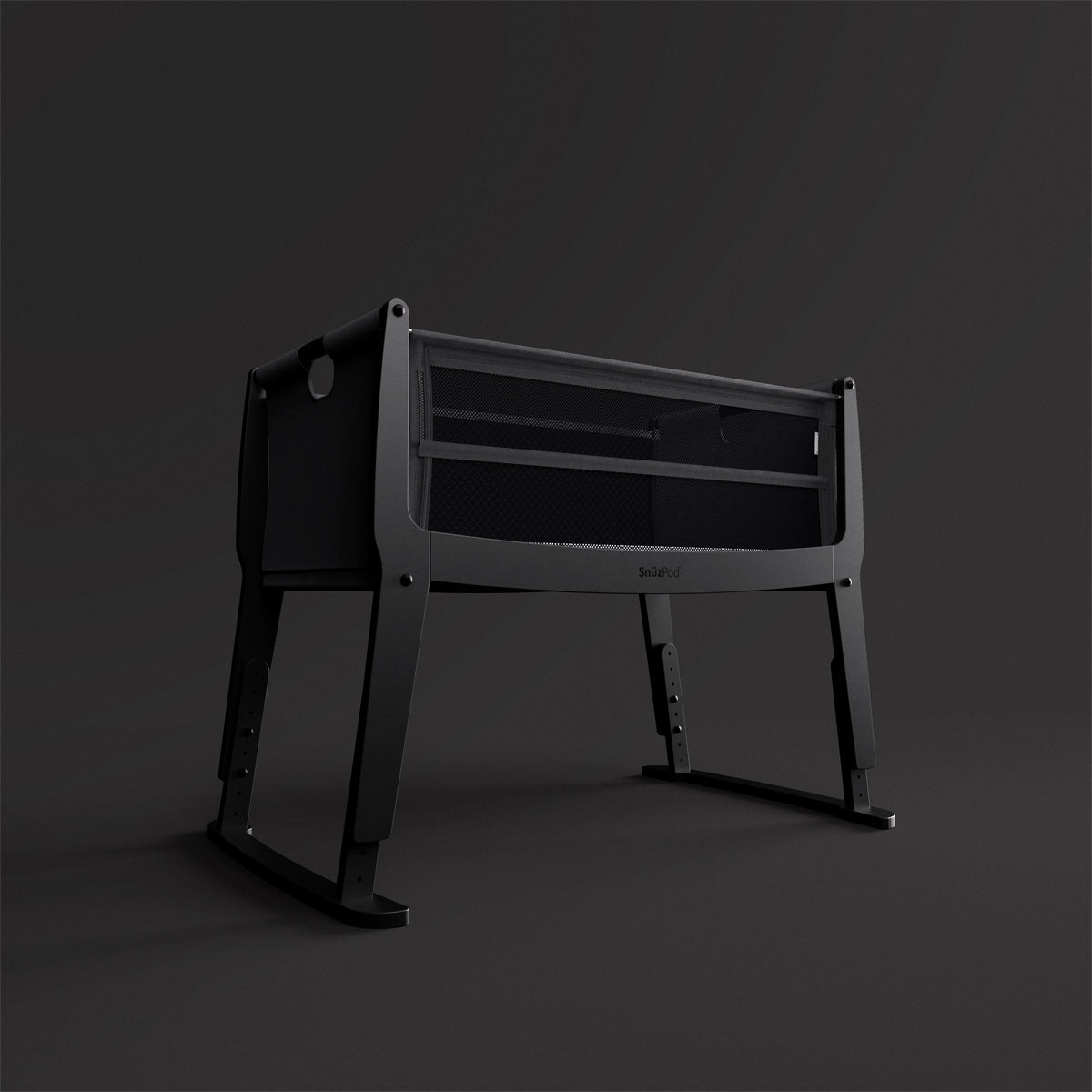 SnuzPod Studio bedside crib in Brooklyn Dark Grey colour.