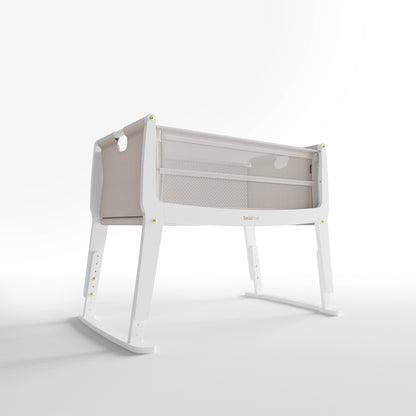 SnuzPod Studio bedside crib in Paris White colour.