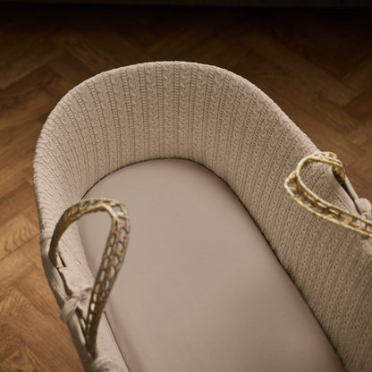 Little green sheep organic cotton moses basket/pram fitted sheets in truffle brown colour.
