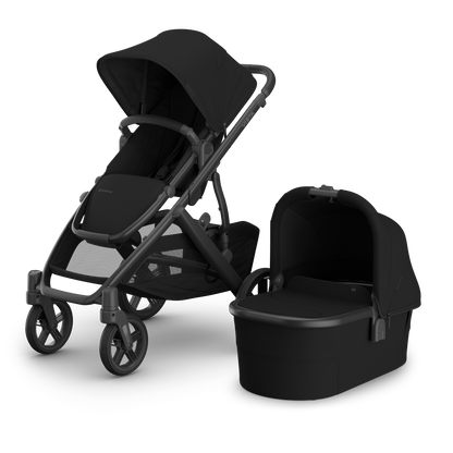 Uppababy Vista V3 travel system in James black colour, complete with cloud S car seat only.