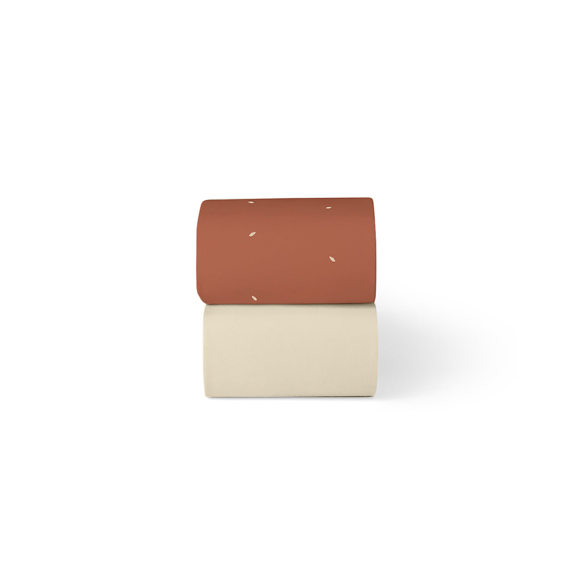 Little green sheep organic cotton moses basket/pram fitted sheets in terracotta colour with beige dots.