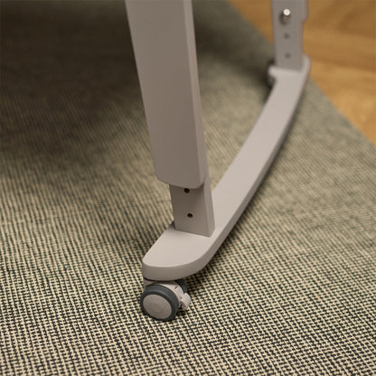 SnuzPod Studio bedside crib in Oslo Light Grey colour.
