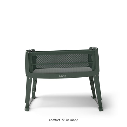 SnuzPod Studio bedside crib in Berlin Green colour.