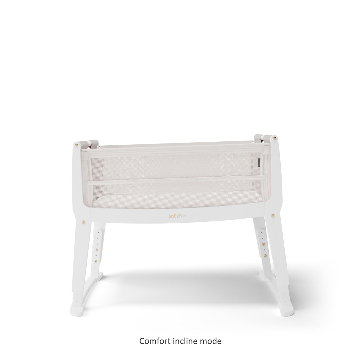 SnuzPod Studio bedside crib in Paris White colour.