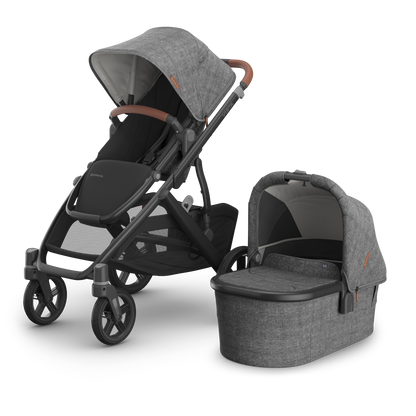 UPPAbaby Vista V3 In Greyson showcasing both a stroller and carrycot