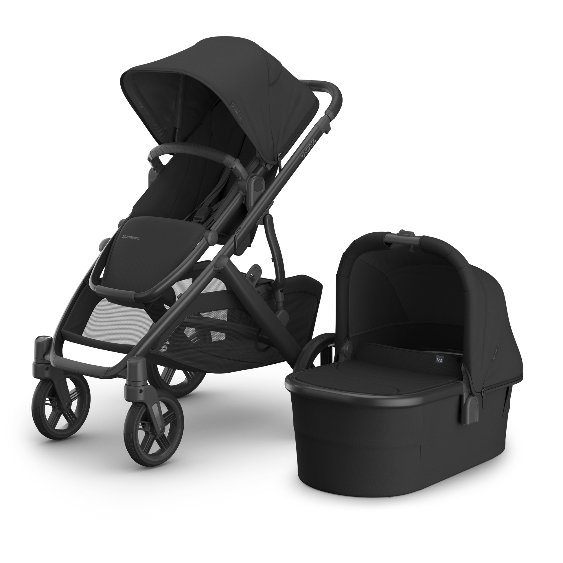 UPPAbaby Vista V3 In Jake showcasing both a stroller and carrycot