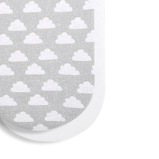 Snuz fitted sheets to fit a moses basket or pram in grey cloud nine print.