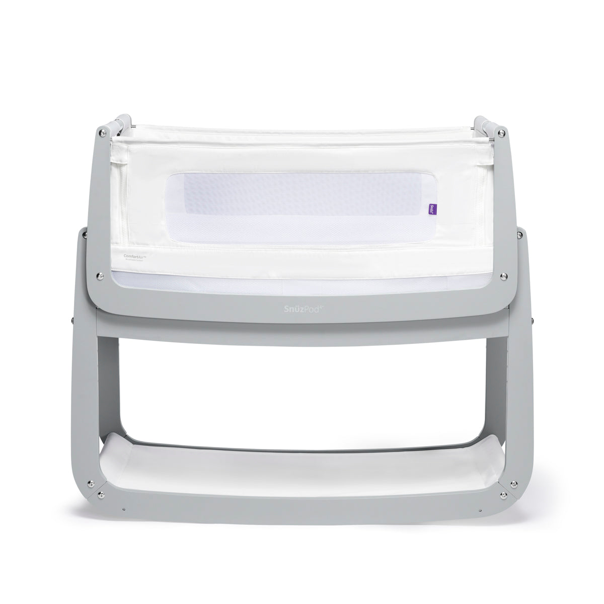 A Dove Snuzpod bedside crib designed for infants, showcasing a modern and safe sleeping environment.