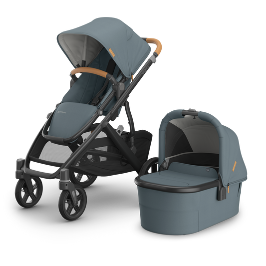 UPPAbaby Vista V3 In Dillan showcasing both a stroller and carrycot