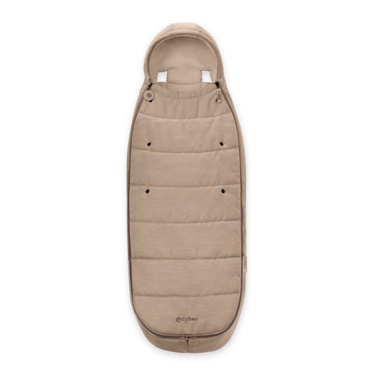 Cybex Gold collection footmuff in Almond Beige colour way.