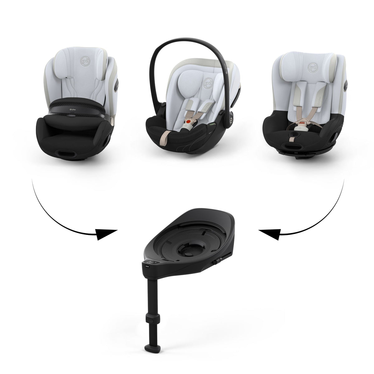 Cybex anoris s car seat with airbag in misty grey style colour, without base.